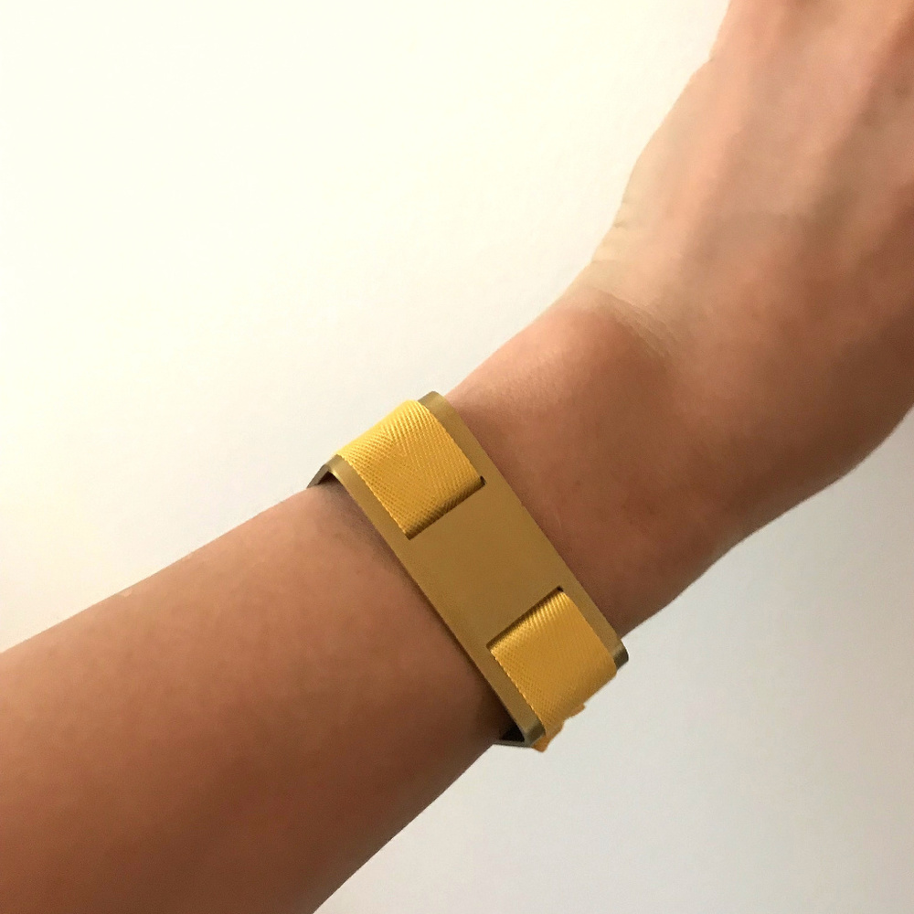 Anthropologie Tie-Around Bracelet Gold Tone Brass & Cotton Made in Belgium NWT
